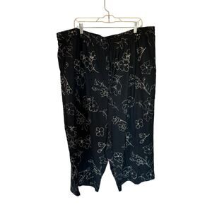 11 Honore Floral Printed Black Wide Leg Crop Pants Womens Plus Size Size 24